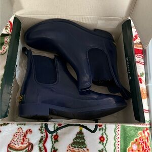 Lauren Ralph Lauren Navy Chelsea Rain Ankle Boots